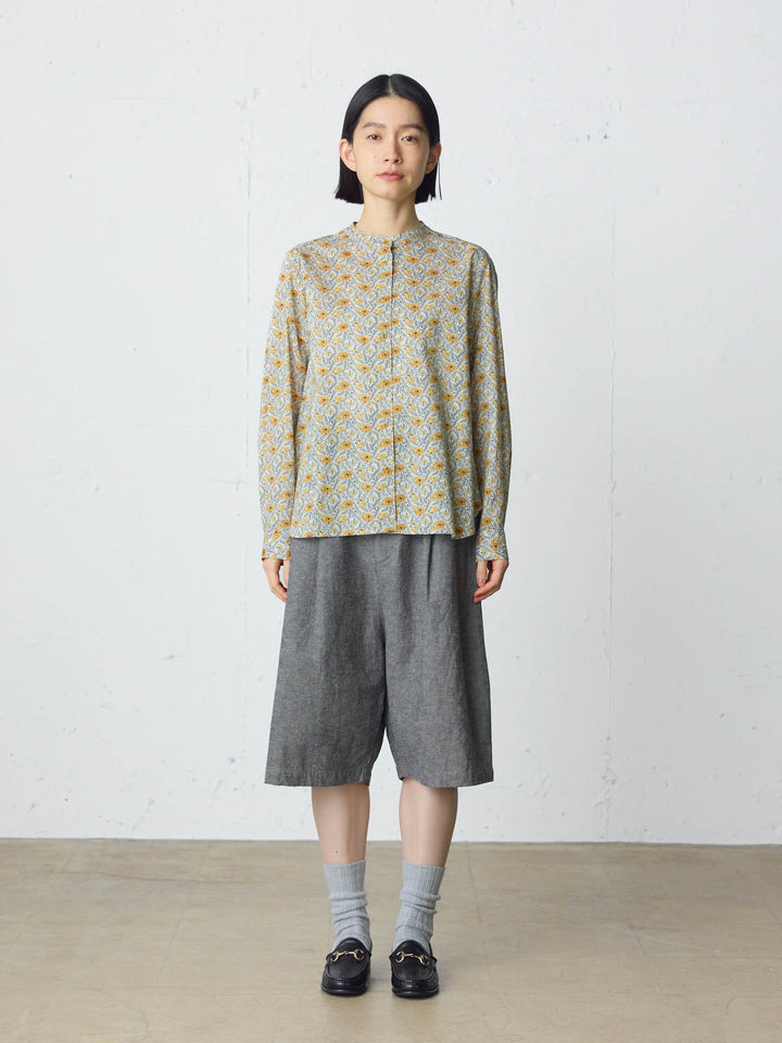 cotton linen tuck short pants