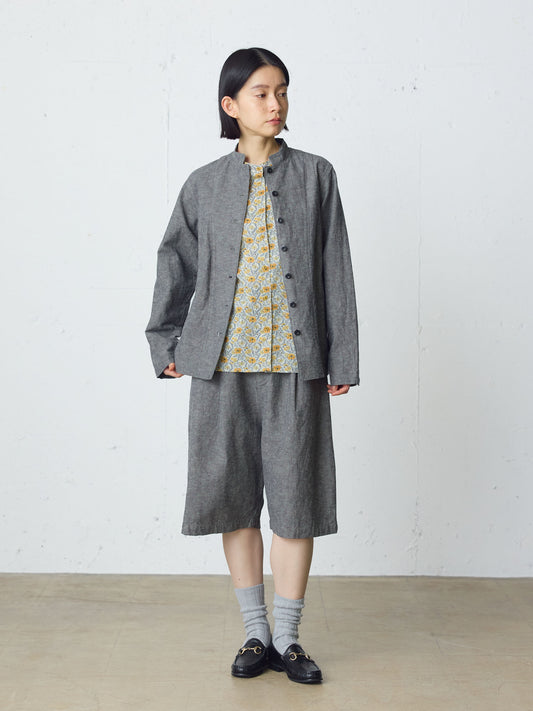 cotton linen stand collar jacket