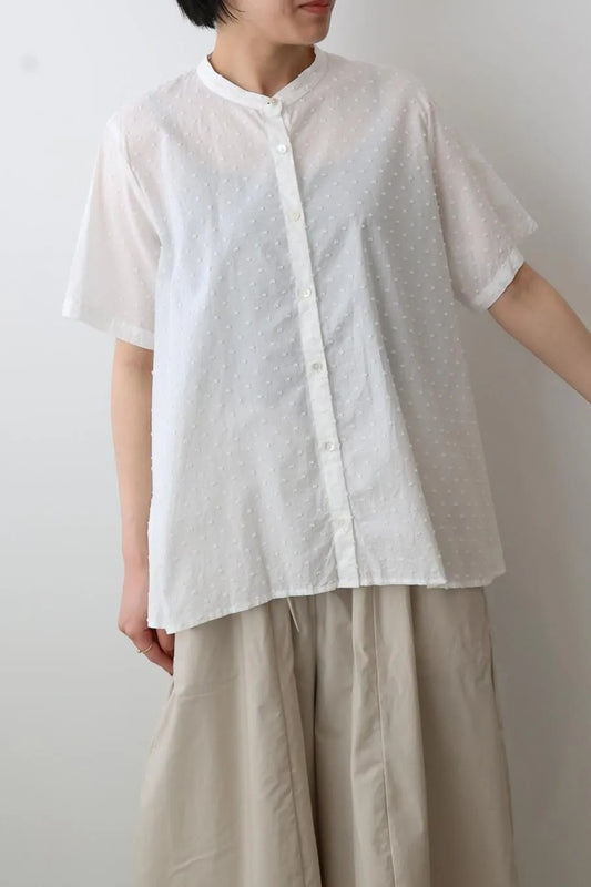 half sleeve dots A line shirt