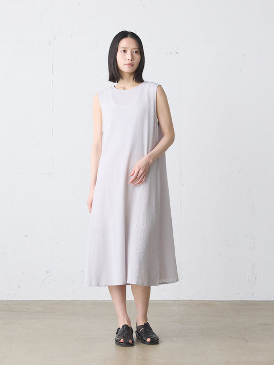 striped crepe nosleeve one-piece