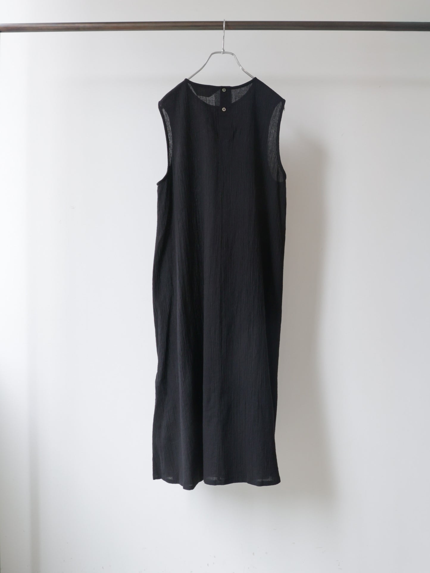 striped crepe nosleeve one-piece