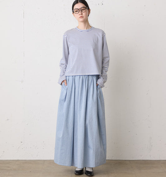 chambray gather skirt