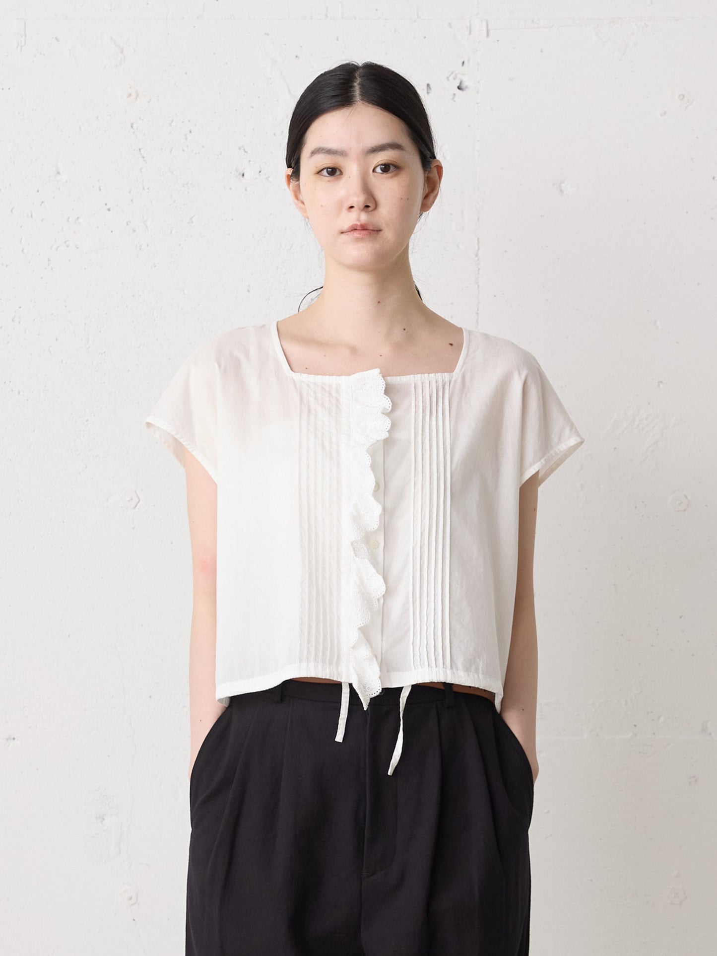 pin tuck lace vest