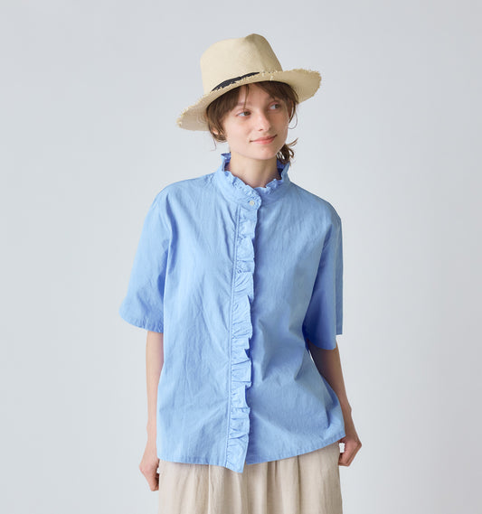 【A】half sleeve frill short shirt