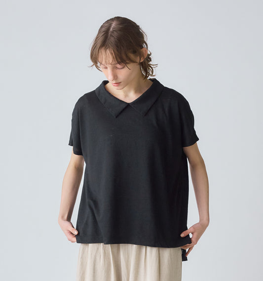 【A】linen with collar pullover