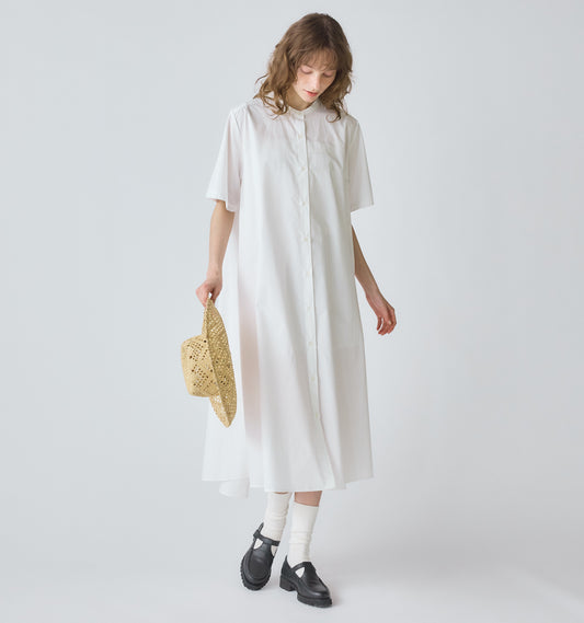 【A】half sleeve A line shirt one piece