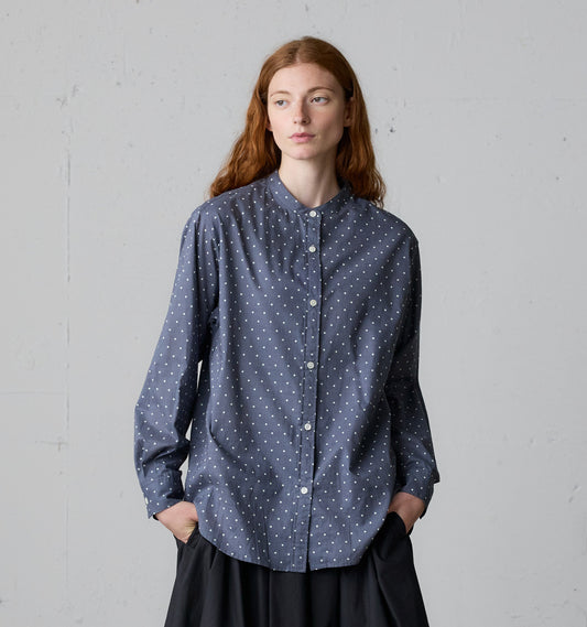 dots band collar shirt