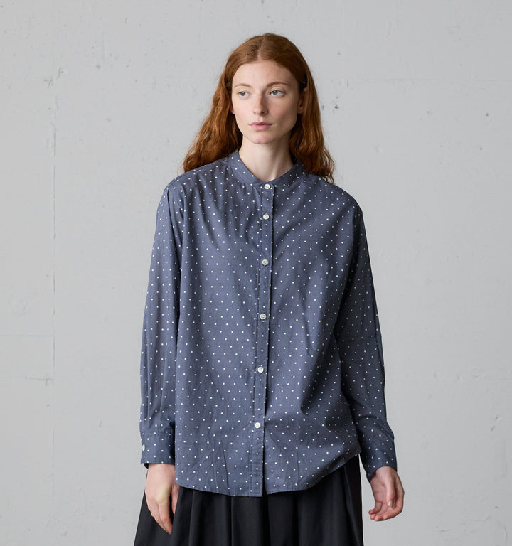 dots band collar shirt