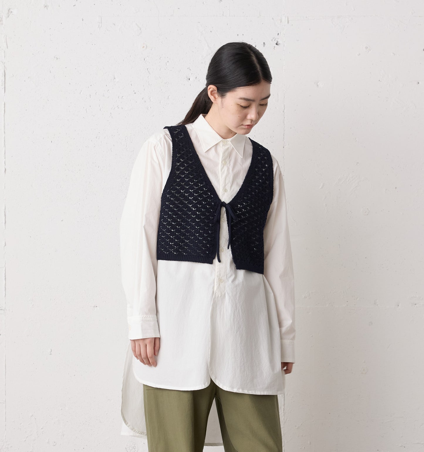 2way short knit vest