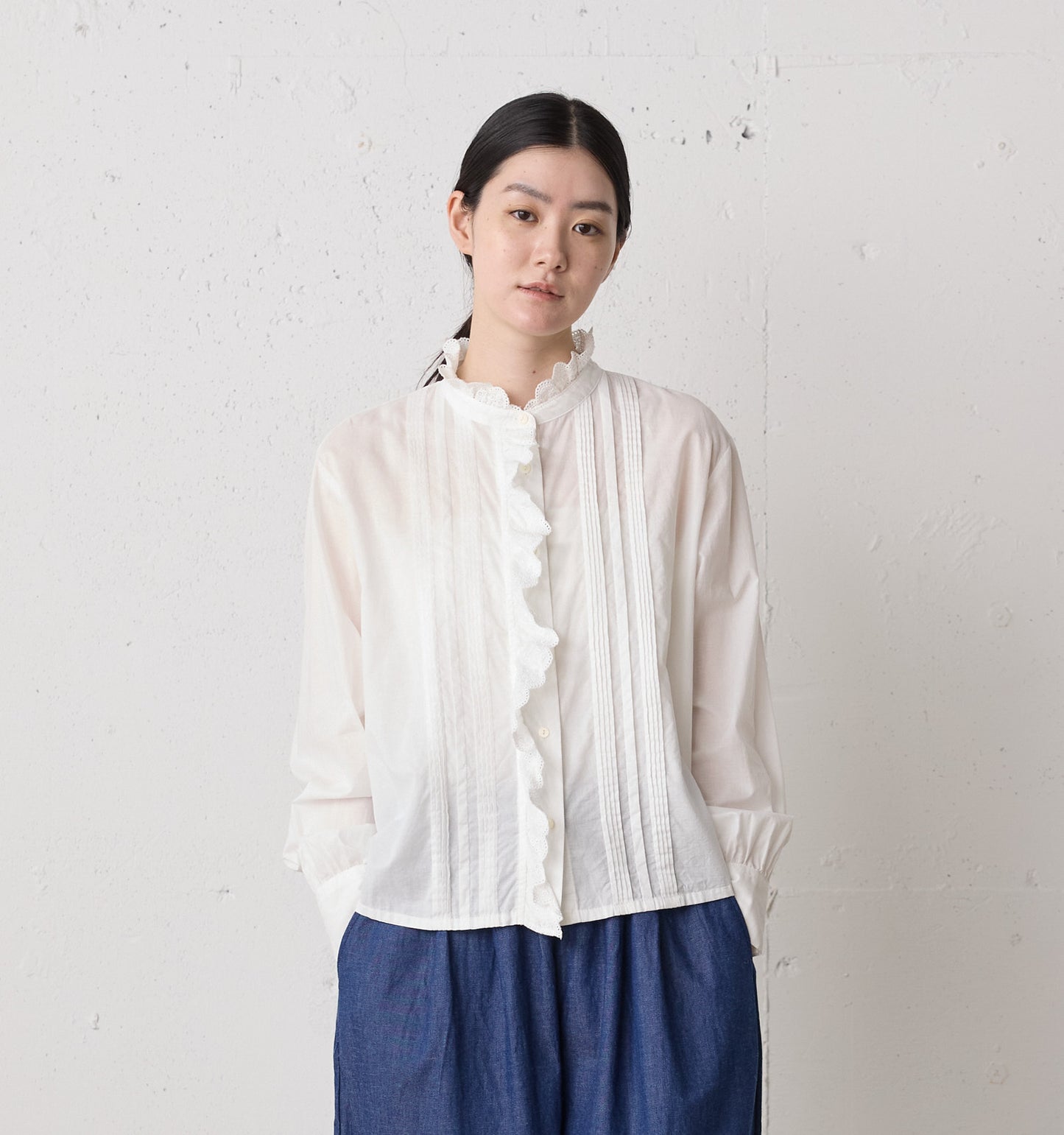 pin tuck lace shirt