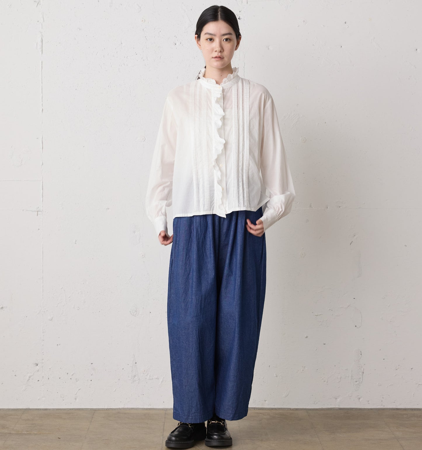 pin tuck lace shirt