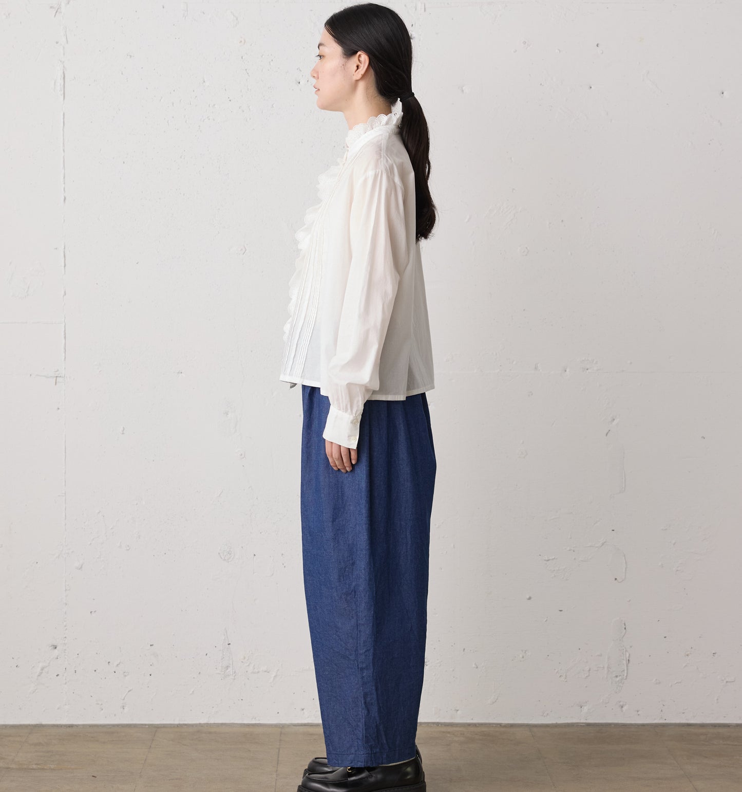 pin tuck lace shirt