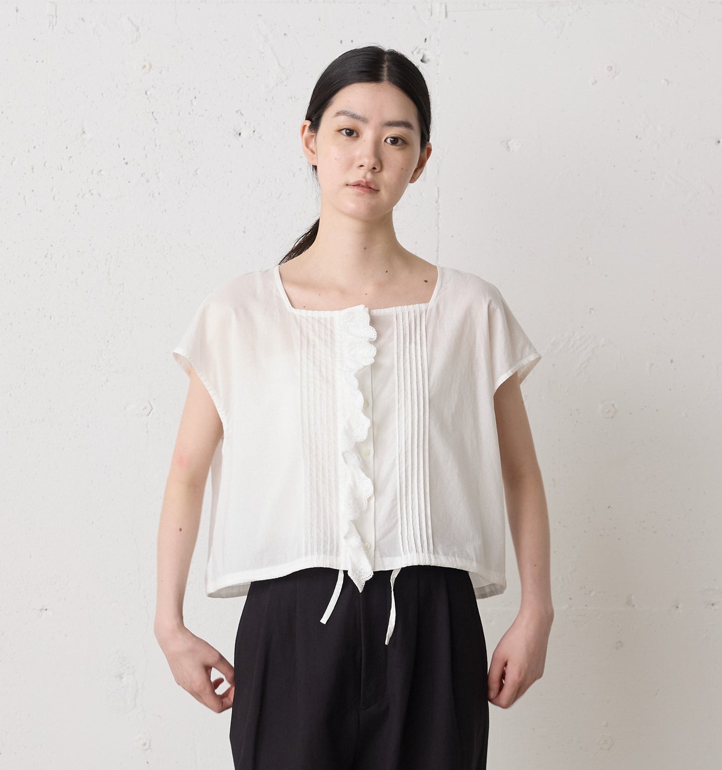 pin tuck lace vest