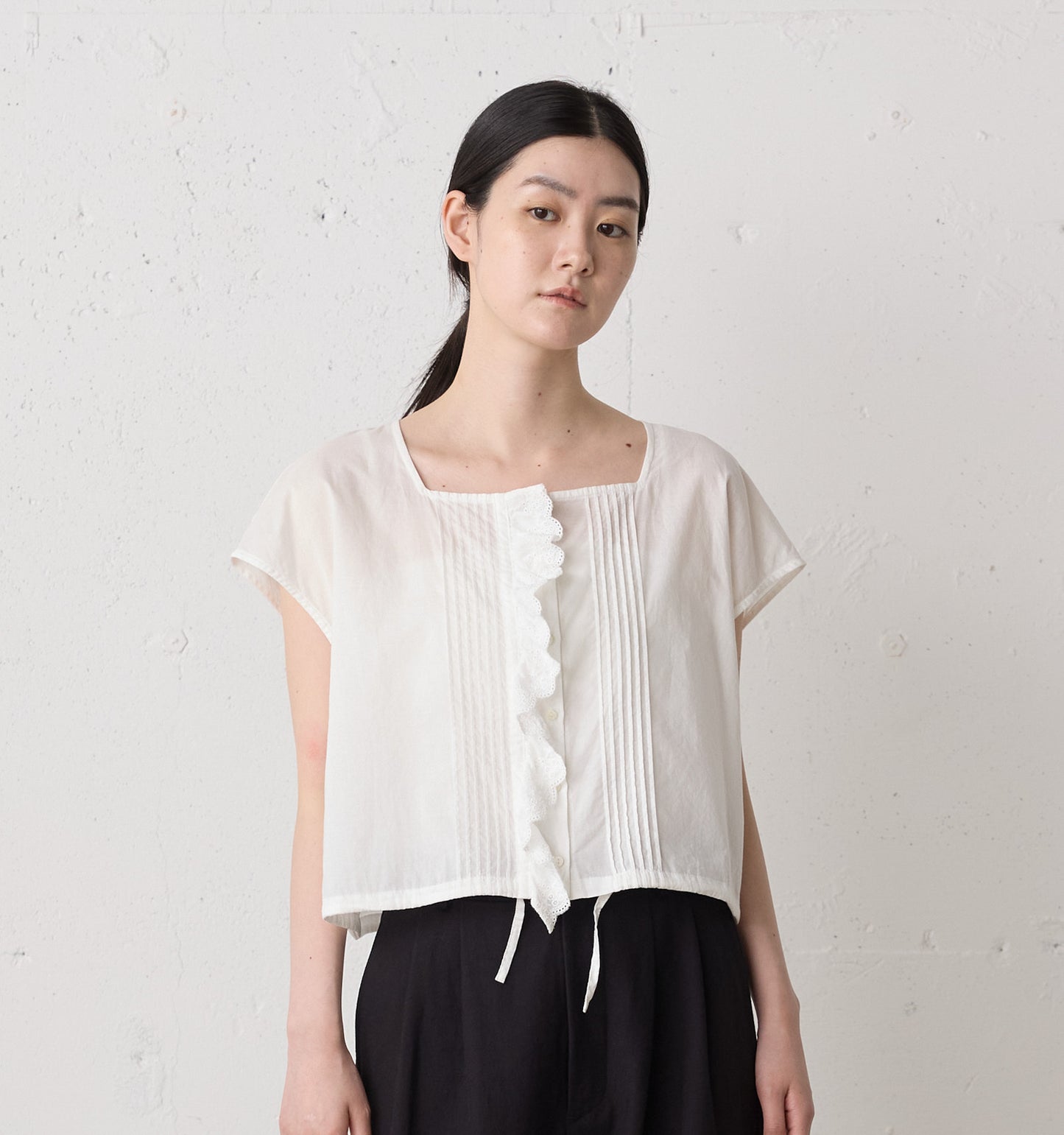 pin tuck lace vest