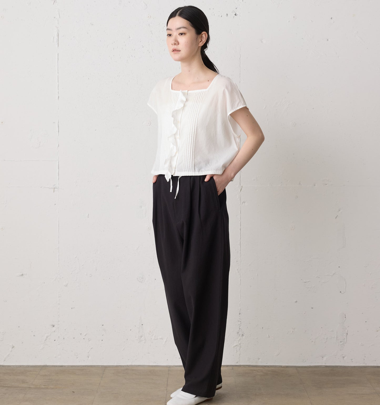 pin tuck lace vest