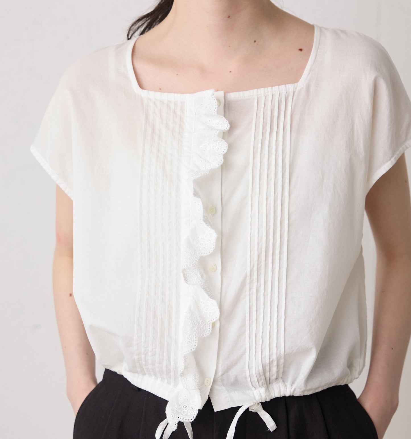 pin tuck lace vest