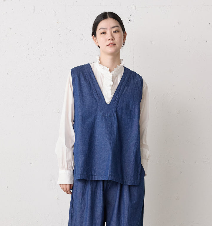 denim side strap vest