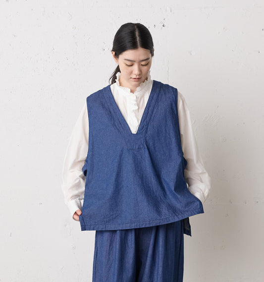 denim side strap vest