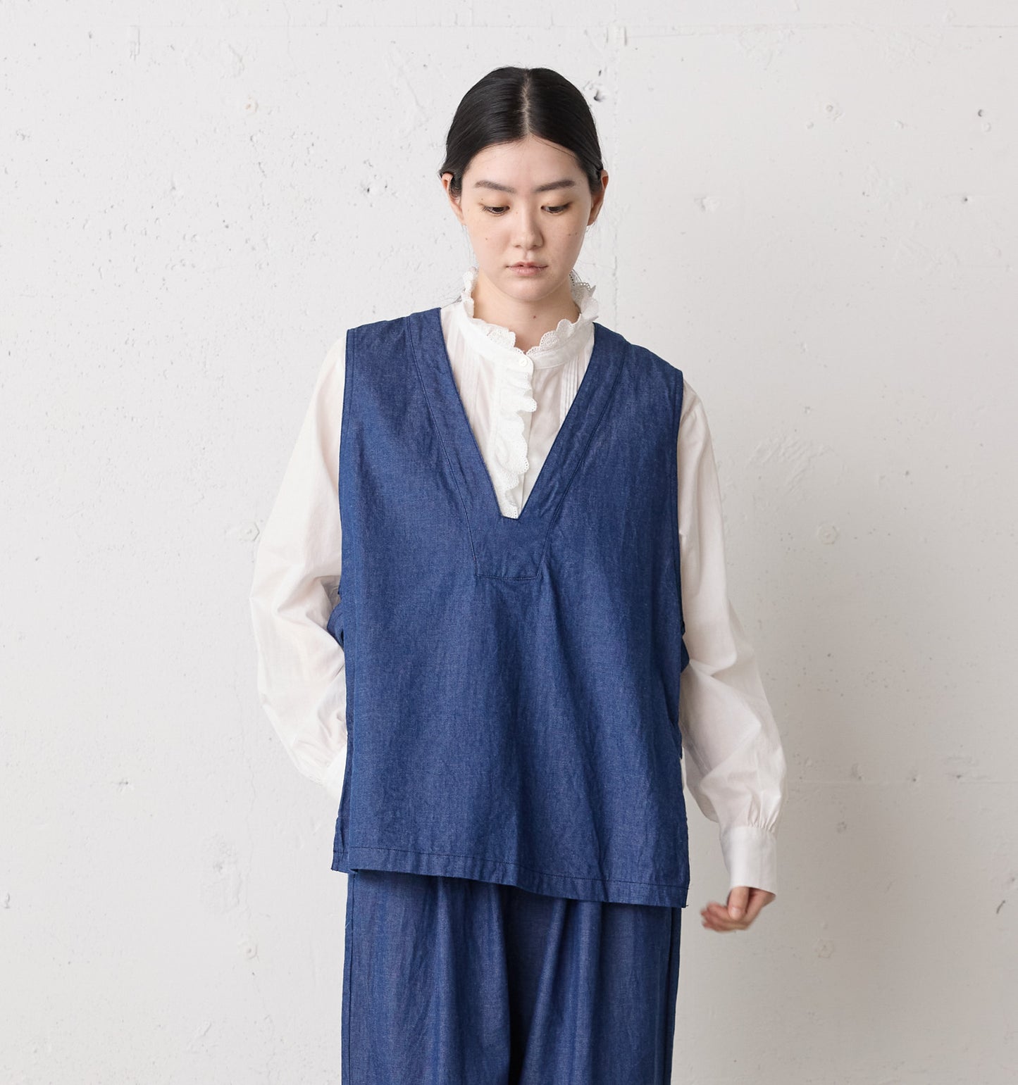denim side strap vest