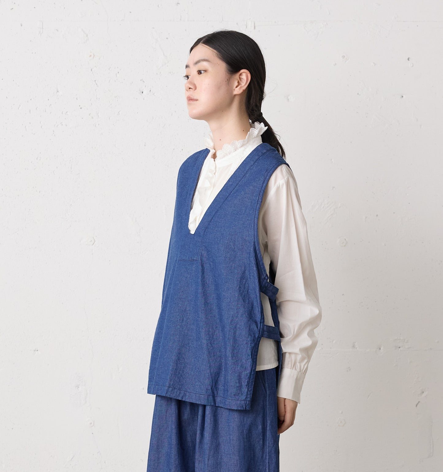 denim side strap vest