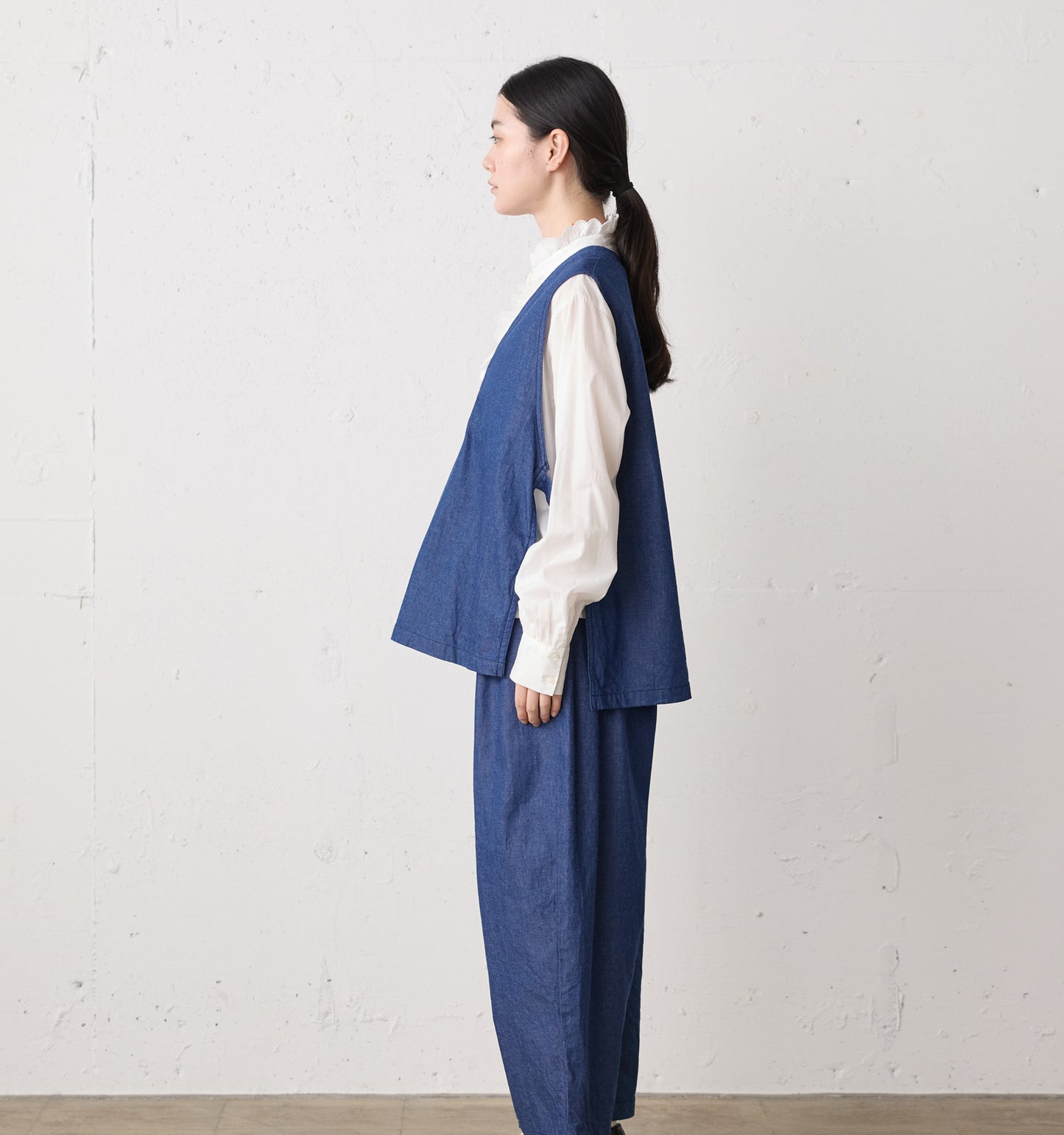 denim side strap vest