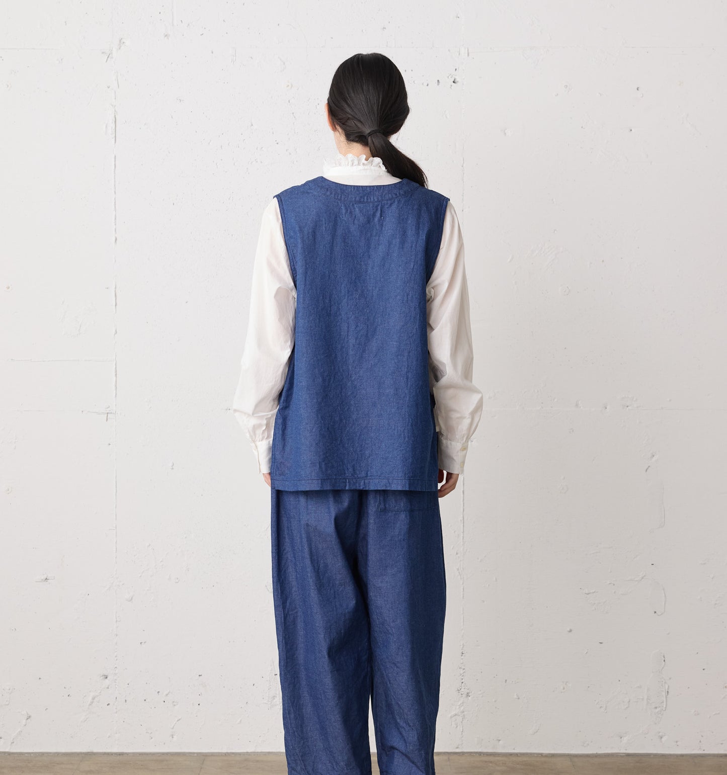 denim side strap vest
