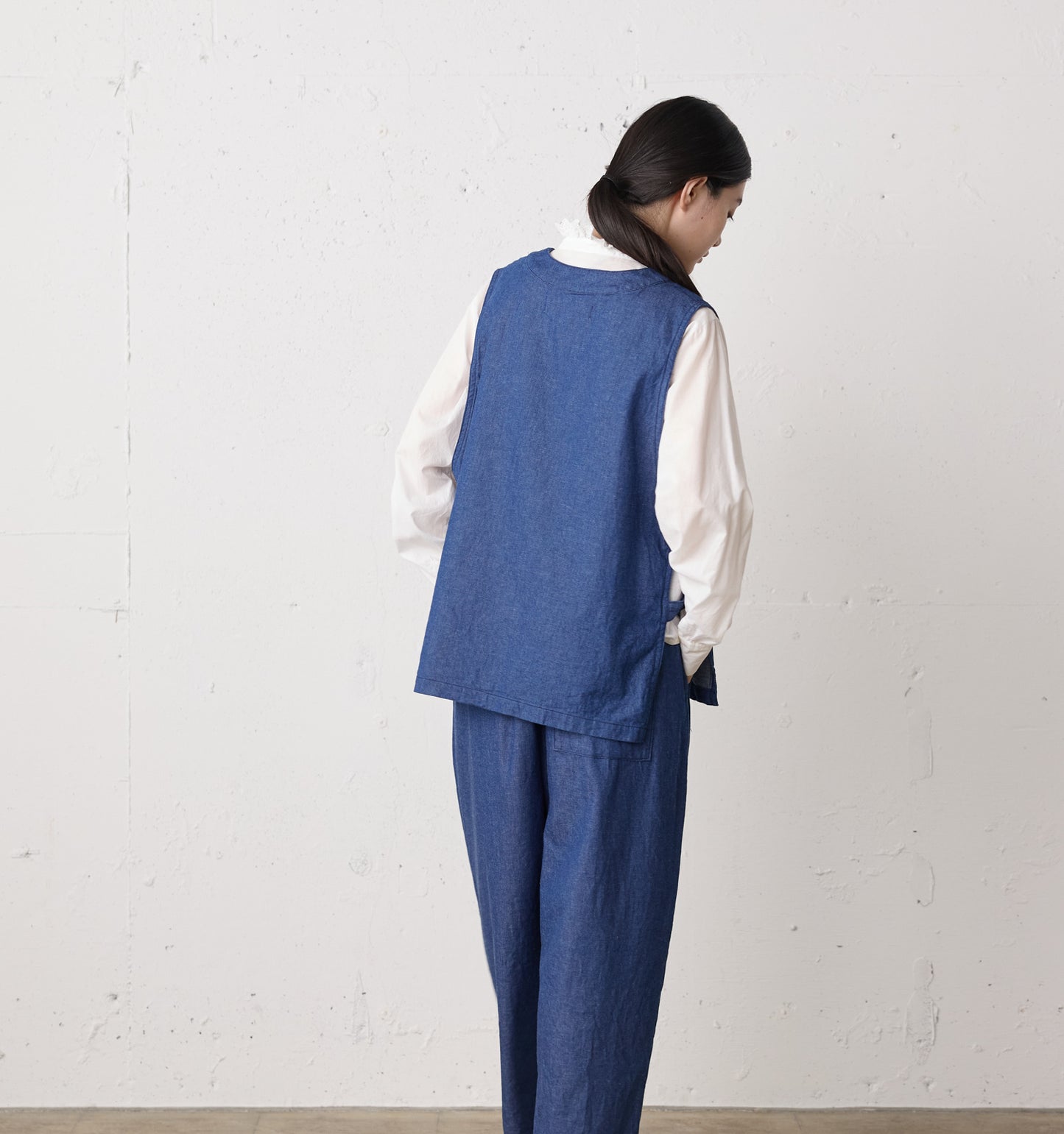 denim side strap vest