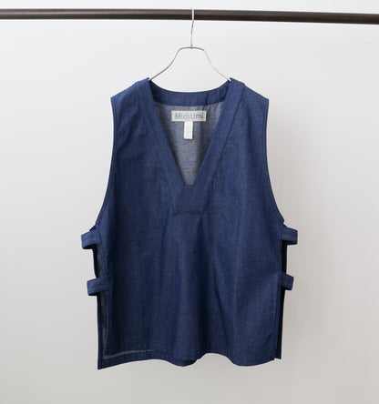 denim side strap vest