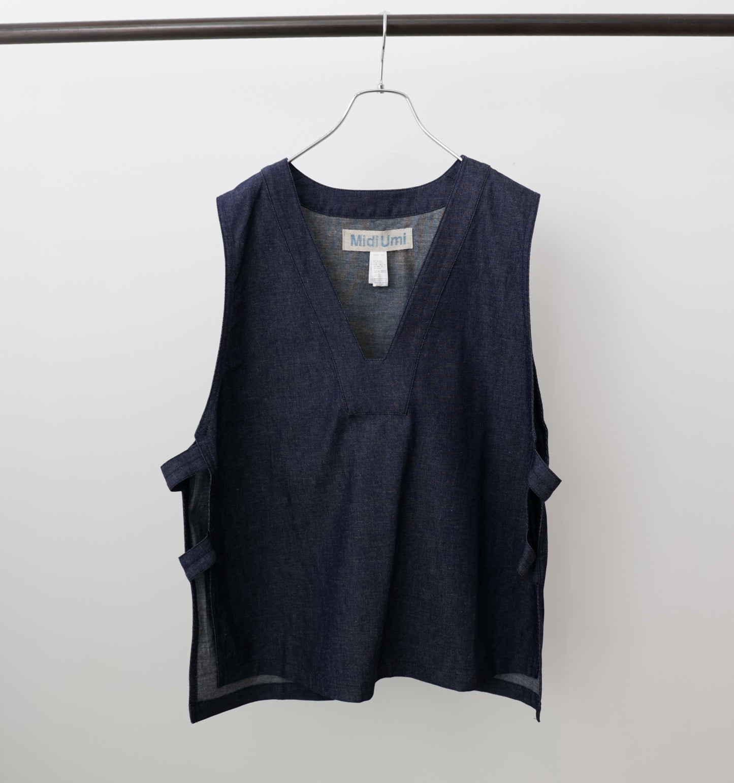 denim side strap vest