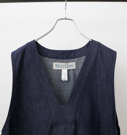 denim side strap vest