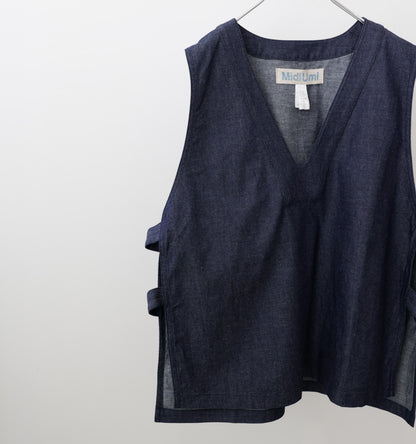 denim side strap vest