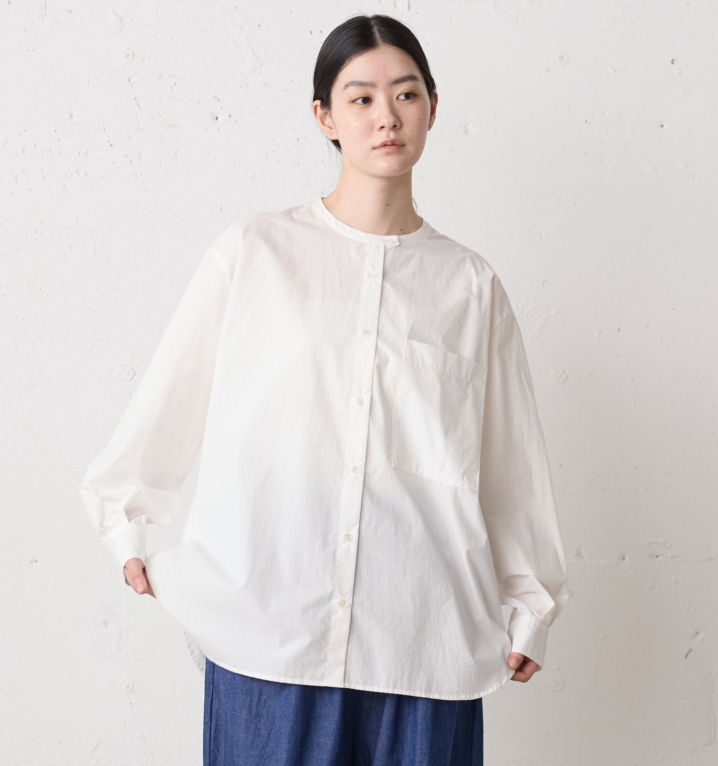 stand collar big shirt
