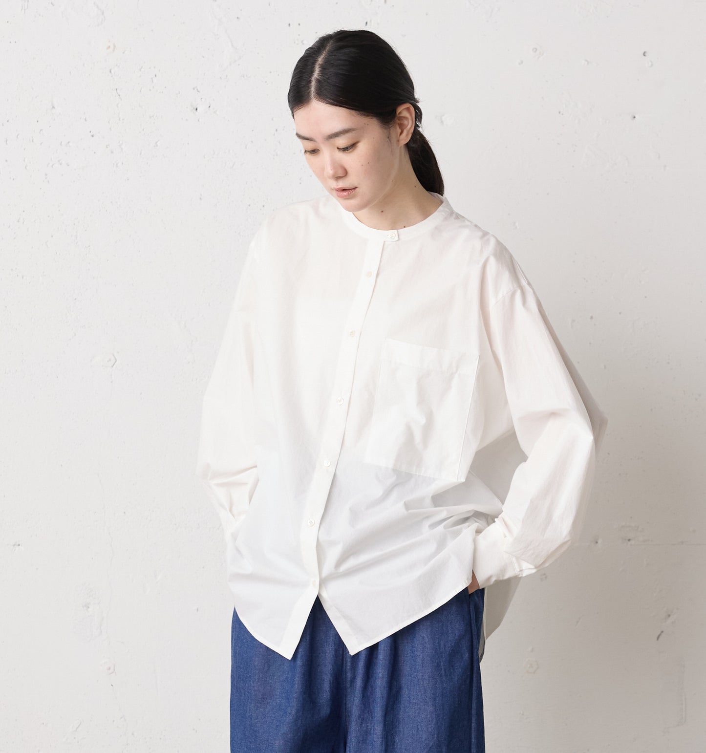 stand collar big shirt