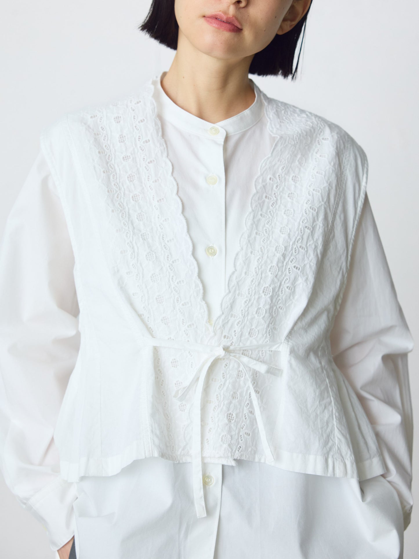 lace side tuck vest