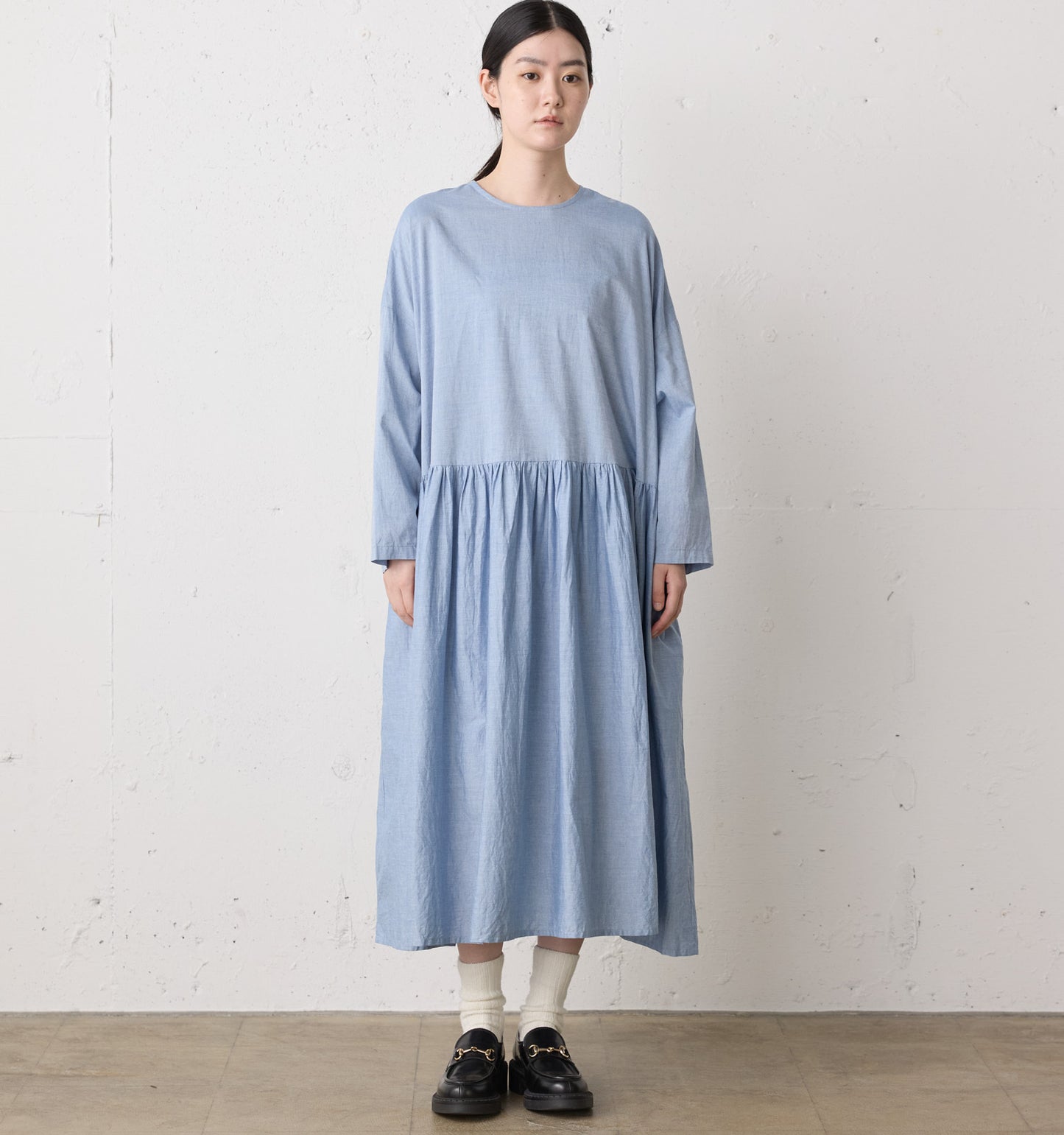 chambray gather onepiece