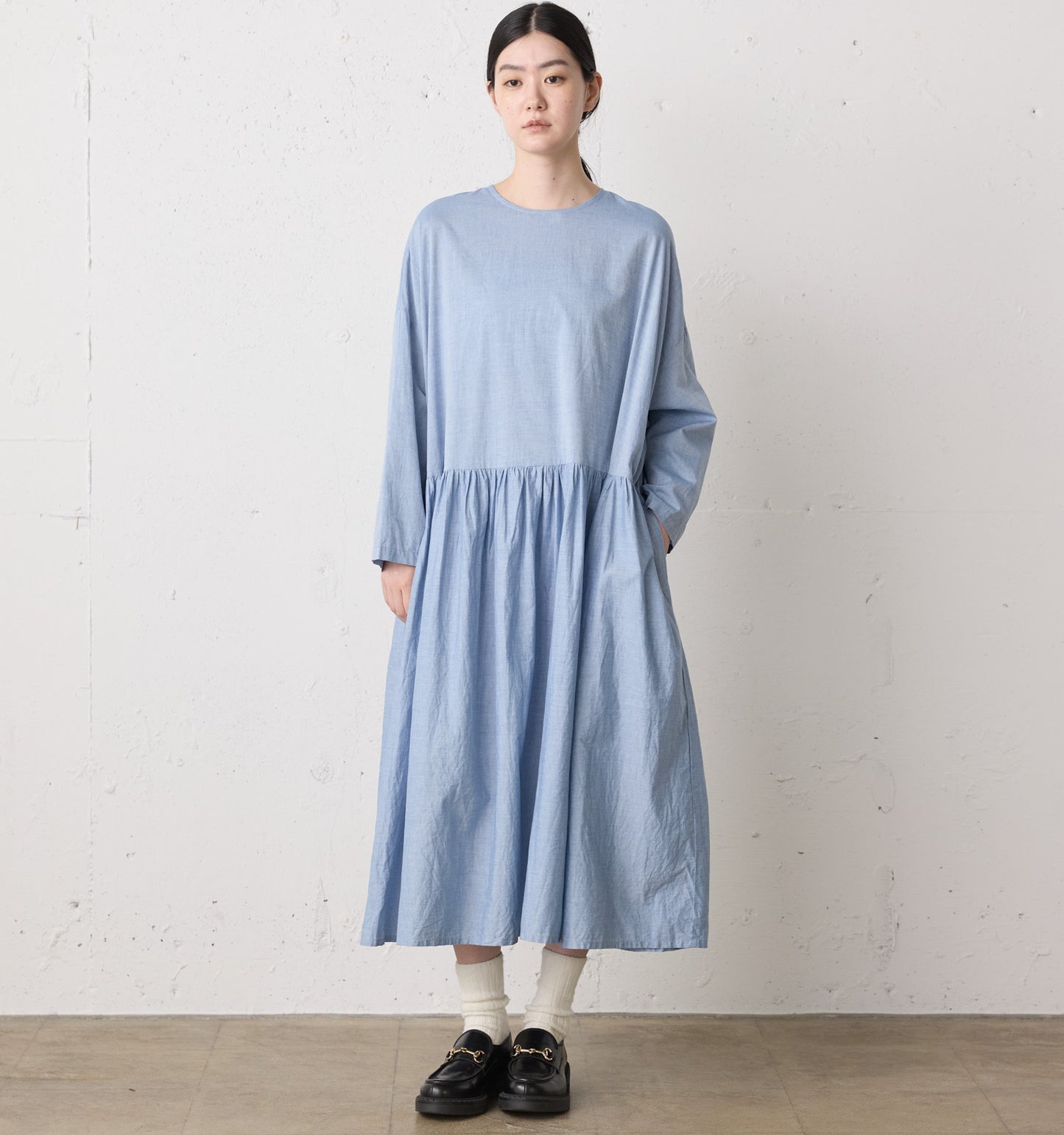 chambray gather onepiece