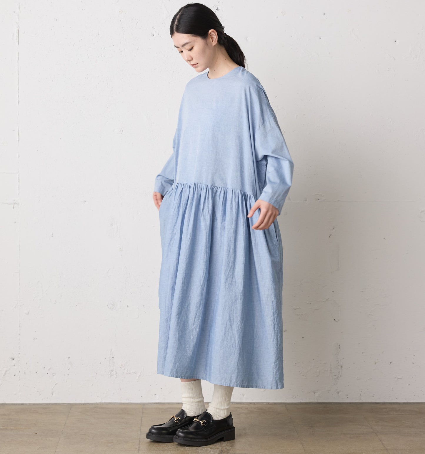chambray gather onepiece