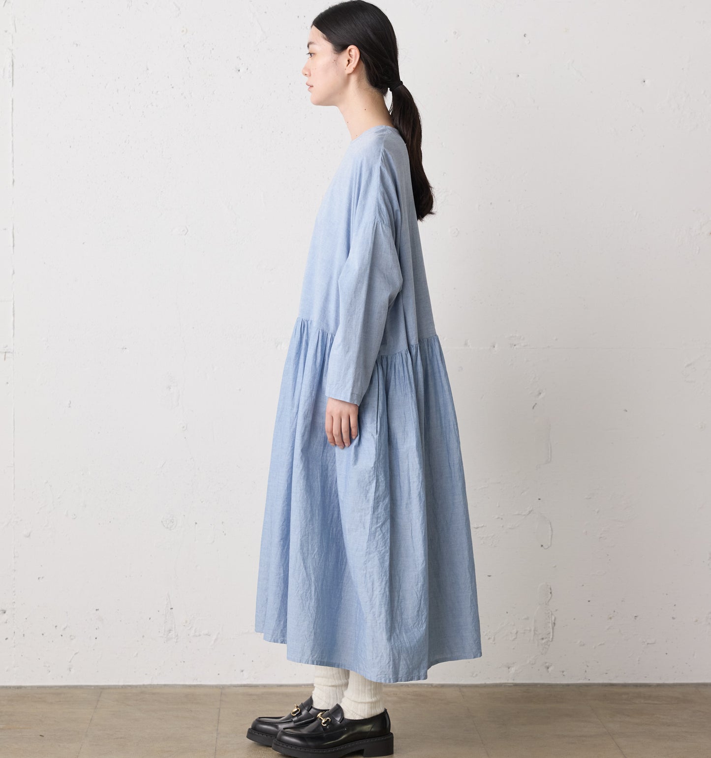 chambray gather onepiece