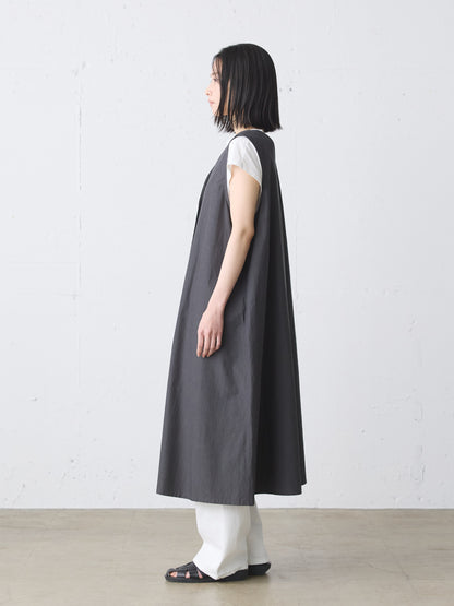 V neck long gilet one-piece
