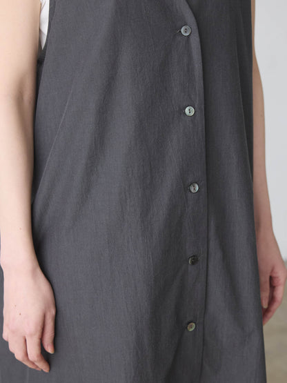 V neck long gilet one-piece