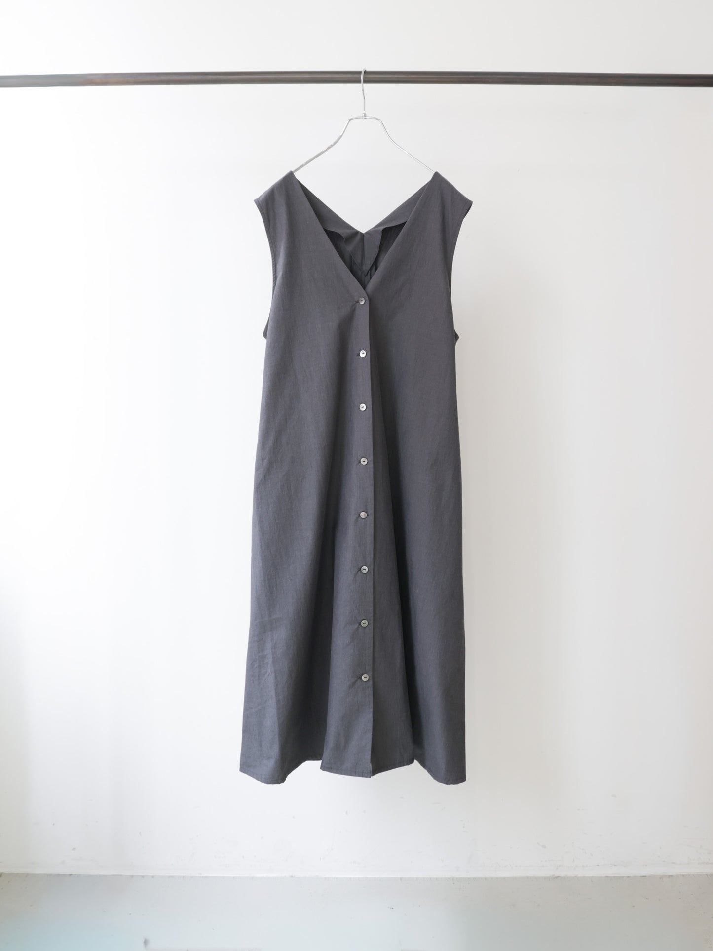 V neck long gilet one-piece