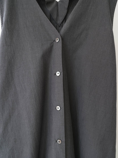V neck long gilet one-piece