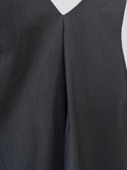 V neck long gilet one-piece