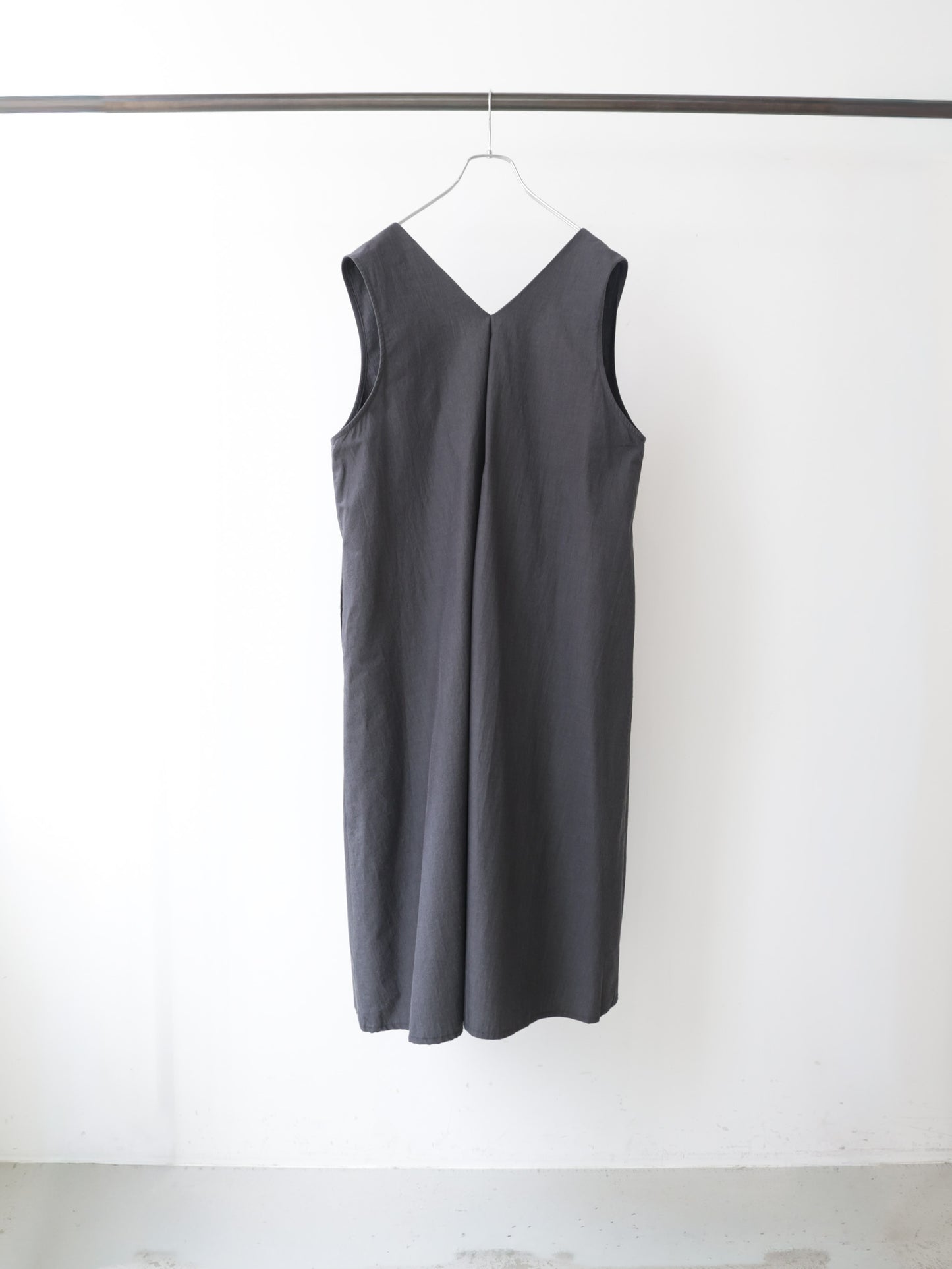V neck long gilet one-piece