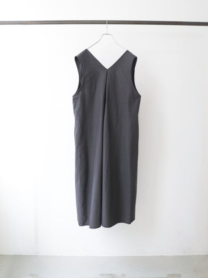 V neck long gilet one-piece