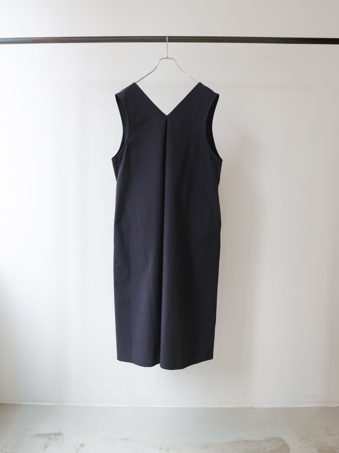 V neck long gilet one-piece