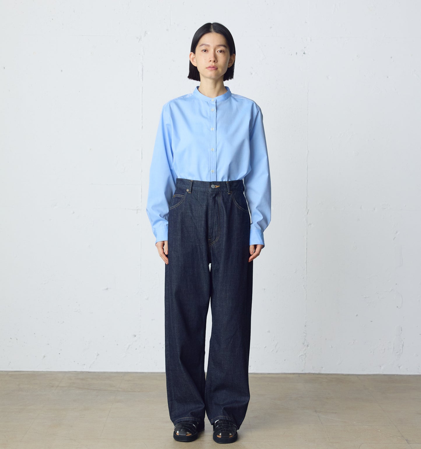 high waist straight denim