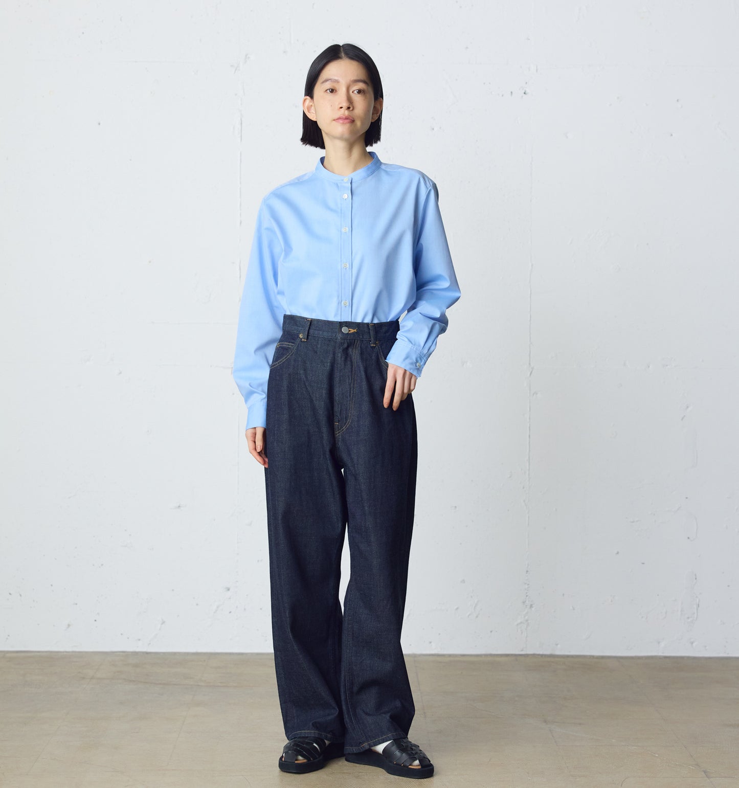 high waist straight denim