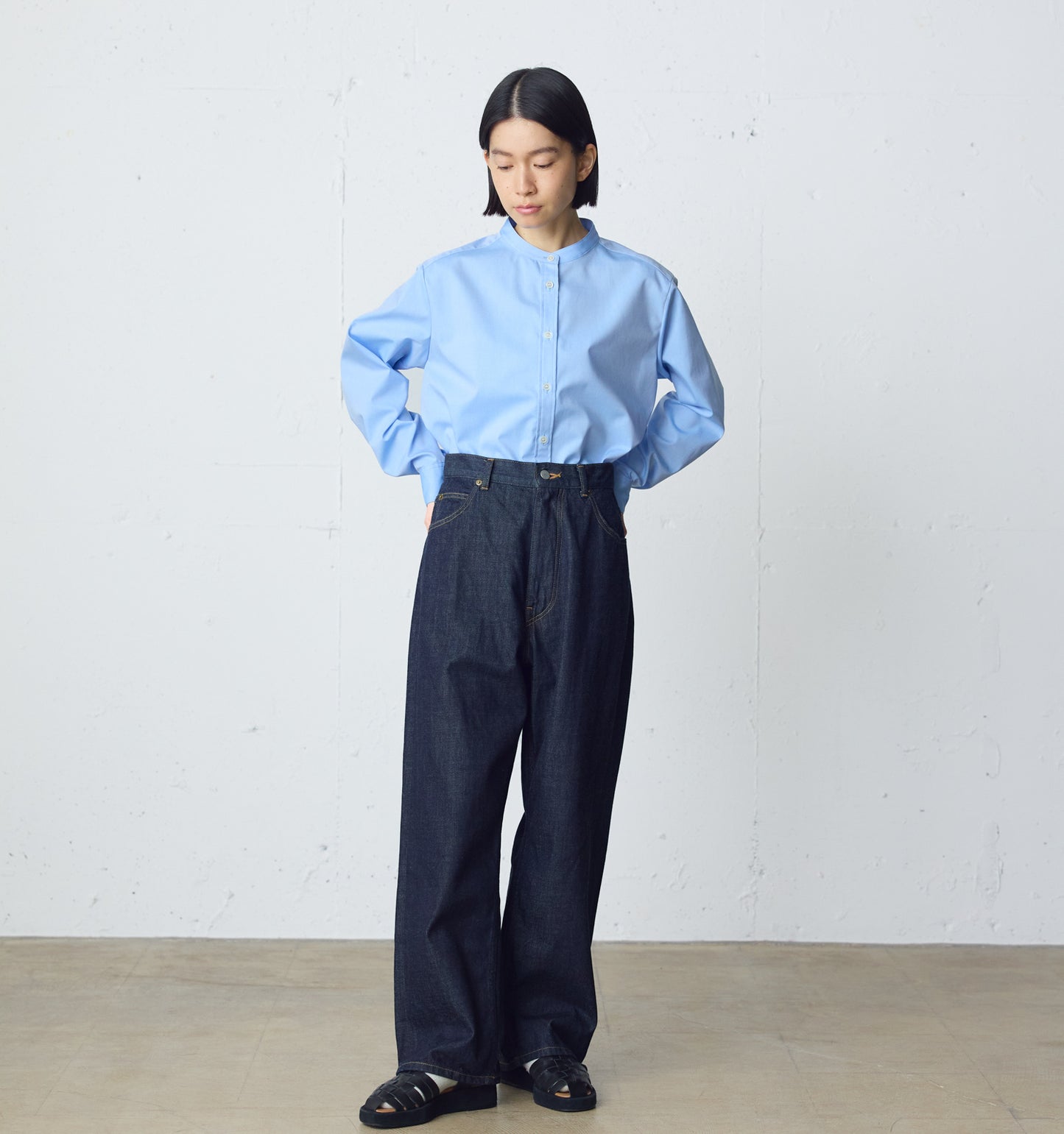 high waist straight denim