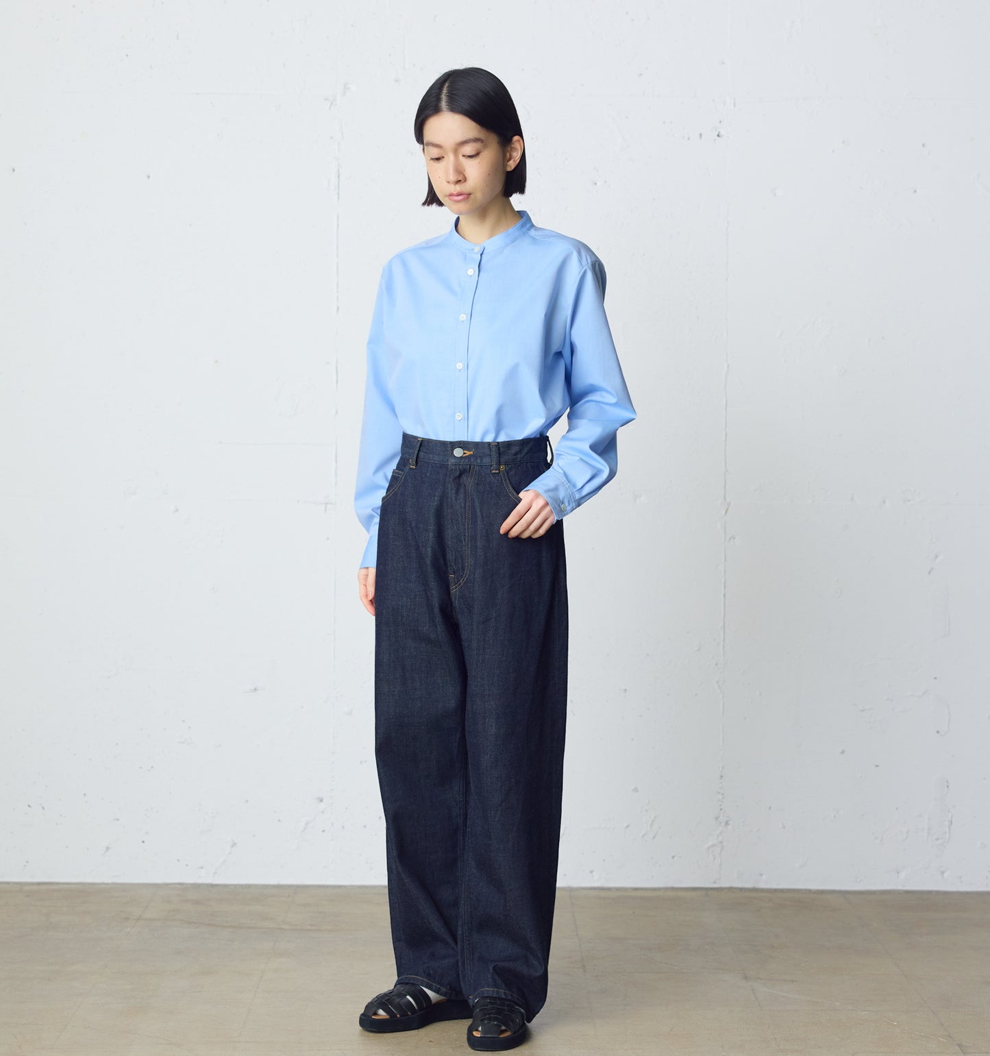 high waist straight denim